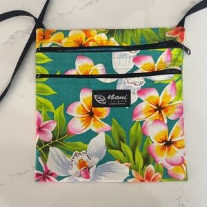 Floral Crossbody Bag - Green and Pink